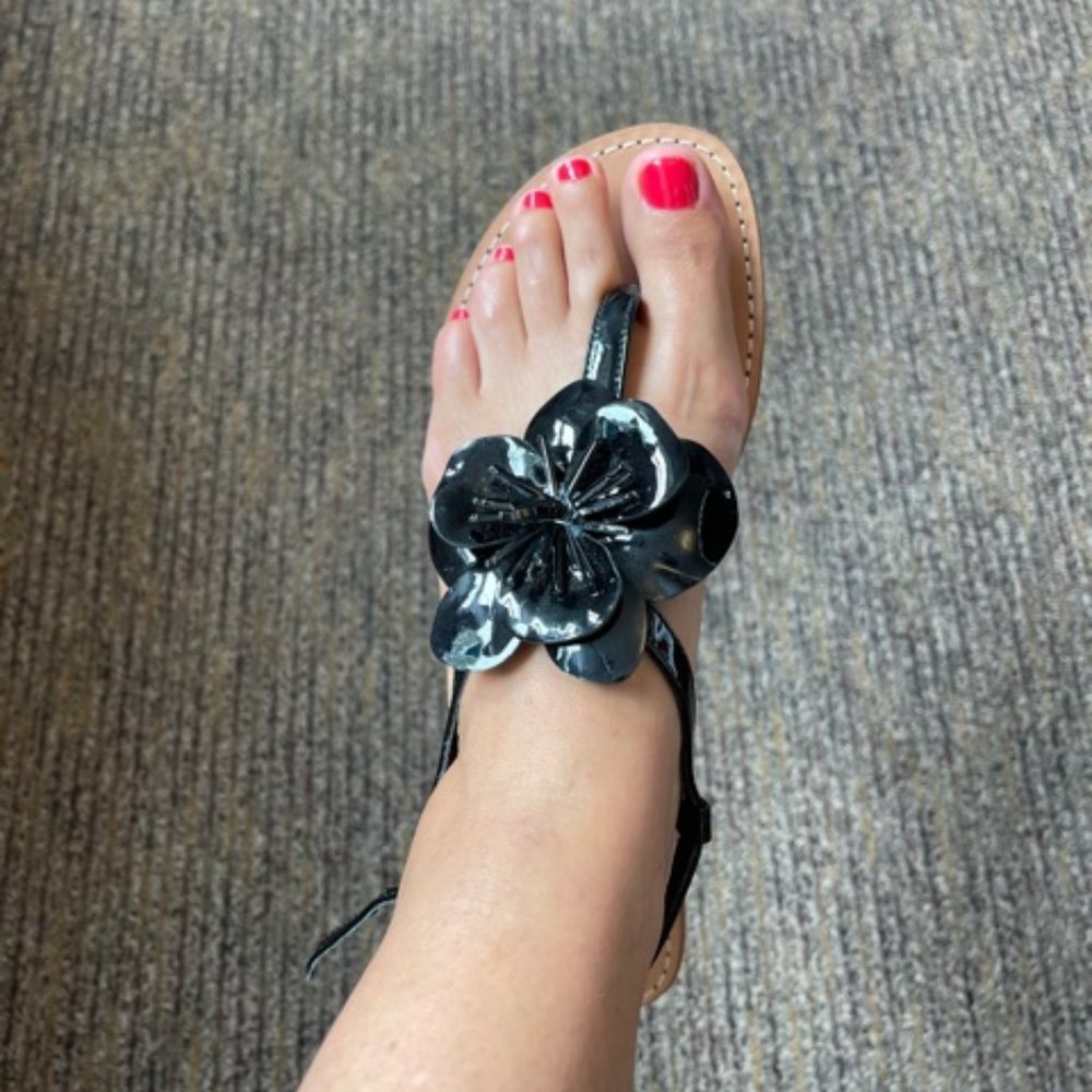 Anne Fontaine Black Patent Leather Sandals